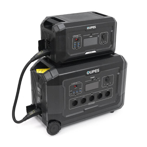 Портативний джерело живлення OUPES S3+S2, LiFePO4, 3600W, PEAK 7000W, 5120Wh, 3500 циклів, MPPT 2100 Вт, 5xAC190-250 В 16 А, 4xUSB-A -18 Вт, 2xUSB-C - 100 Вт, Anderson 12 В 30 А, IP21, 642*305*438 мм, 37,8 кг