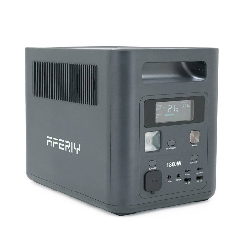 Портативная станция AFERIY AF-P180, LiFePO4 1024Втч. (max1800)Вт, XT60 MPPT 11.5-50В-20А(500W), 4xAC 220v. LED. 2-USB-A 18W , 2xType-C PD20+140Вт, DC+прикуриватель12В/10А, 100% заряд - 1,5 часа, 350*220*263 мм, 11.6kg