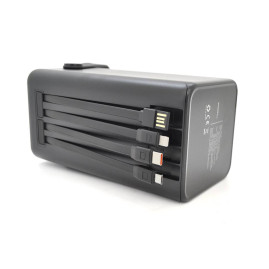 Powerbank ACL PW-152 80000mAh, 22.5W, 2xUSB, 4 кабелі (USB/Micro/Type-C/Lighting), Ліхтар, 1.4кг, Black, Box