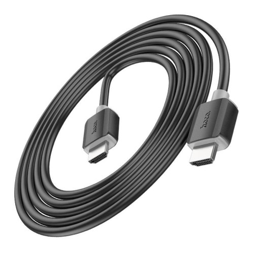 Кабель HOCO HDMI-HDMI 4Kx2K Ultra HD, 2m, v2,0, круглий Black, конектор Black, Blister