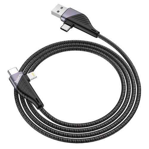 Кабель HOCO U95 4 in 1 USB + Type-C / Iphone + Type-C, 2A, довжина 1.2м, Black, Box