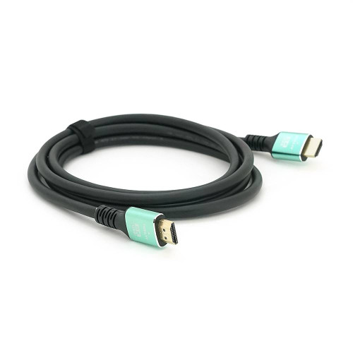 Кабель Merlion HDMI-HDMI 8K Ultra HD(7680x4320P), 2,0m, v2,1, круглий Black, конектор Green, Blister-box