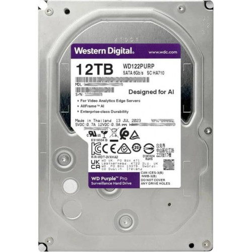 Жесткий диск 3.5" WD122PURP, 12 ТБ, SATA 3,100 x 25 x 145 мм