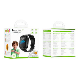 Дитячий смарт годинник Hoco Y106, 4G, GPS, Wi-Fi, HD камера, 1.83" HD-дисплей, дзвінки, відеодзвінки, голосові повідомлення, Black, Box