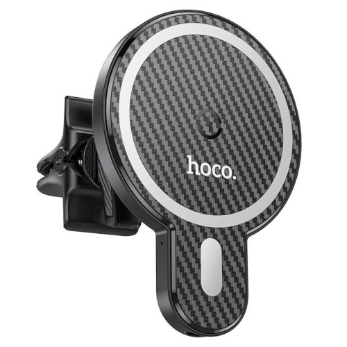 Автотримач HOCO СА85+ Wireless Charging 15W, кріплення на решітку, магніт, Black, Box