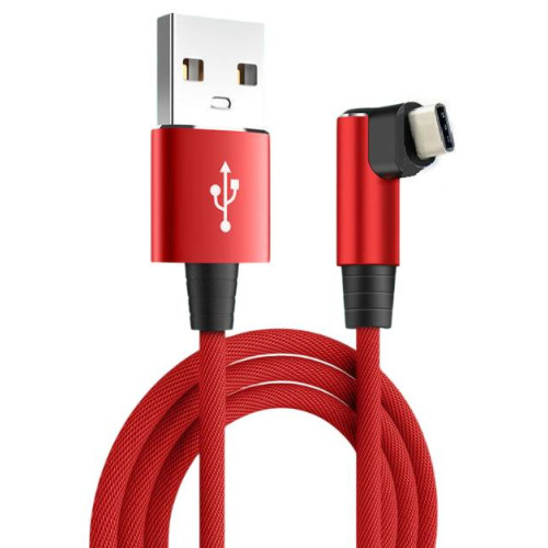 Кабель USB для Type-C (male to male), QC3.0, PD, довжина 0.25м, обплетення, Red