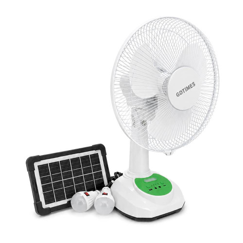 Вентилятор GDTIMES GD 8069LI, 12", Solar+ вбудований акумулятор, 2*USB лампочки, Box