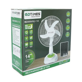Вентилятор GDTIMES GD 8069LI-14, 14", Solar+ вбудований акумулятор, 2*USB лампочки, Box