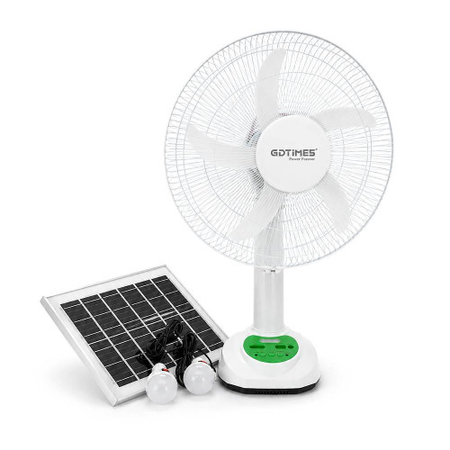 Вентилятор GDTIMES GD 8069LI-16, 16", Solar+ вбудований акумулятор, 2*USB лампочки, Box