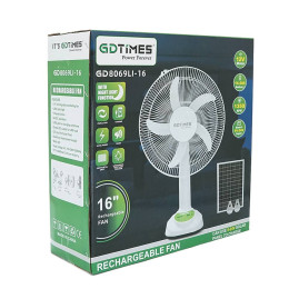 Вентилятор GDTIMES GD 8069LI-16, 16", Solar+ вбудований акумулятор, 2*USB лампочки, Box
