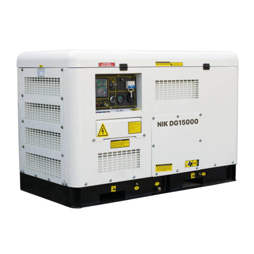 Генератор дизельний NIC DG15000, 1-фазний 230V, 50Hz, 12kW, бак 25 л, витрата 3.1 л/год, пуск: стартер/AVR, 1280х710х871 мм, 295кг