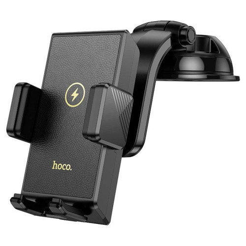 Автотримач HOCO HW22+ Wireless Charging 15W, кріплення на торпеду, затискач 50-90мм, Black, Box
