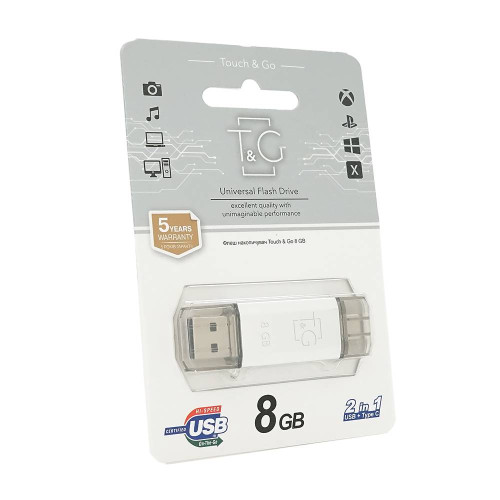 Флеш-накопичувач T&G Star S, USB 2.0+Type-C, 8GB, Metal, Blister