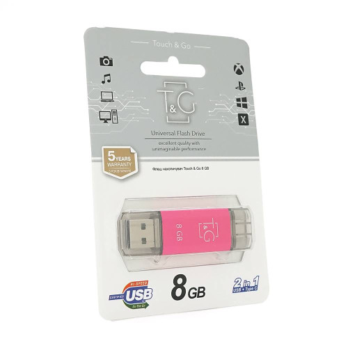 Флеш-накопичувач T&G Star F, USB 2.0+Type-C, 8GB, Metal, Blister