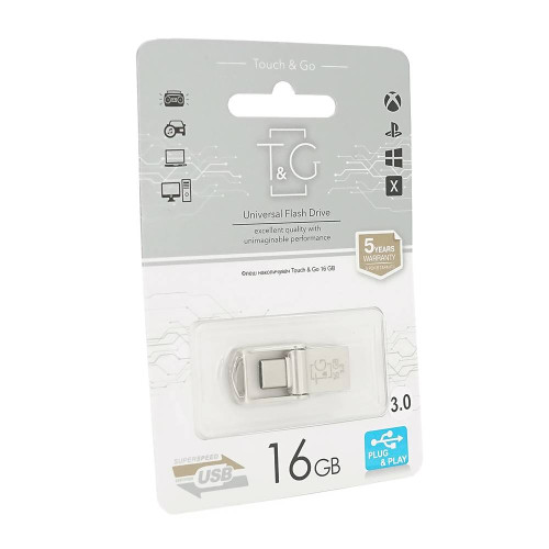 Флеш-накопичувач T&G 104, USB 3.0+Type-C, 16GB, Metal, Blister