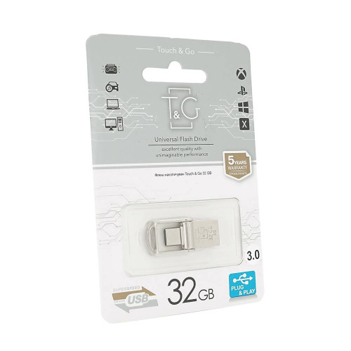 Флеш-накопичувач T&G 104, USB 3.0+Type-C, 32GB, Metal, Blister